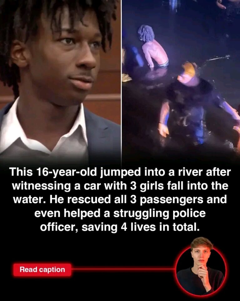 Real-life hero alert 🚨 When 16-year-old Corion Evans from Mississippi saw a car with three girls accidentally plunge into a river, he didn’t think twice. He dove in and pulled all three to safety—then turned around to help a police officer who got into trouble during the rescue. That’s four lives saved by one courageous teen who refused to just watch.